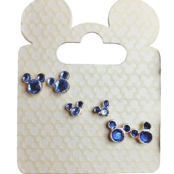 Disney Parks Mickey Mouse Earrings Set 3-Pack Blue NIP - Picture 1 of 9
